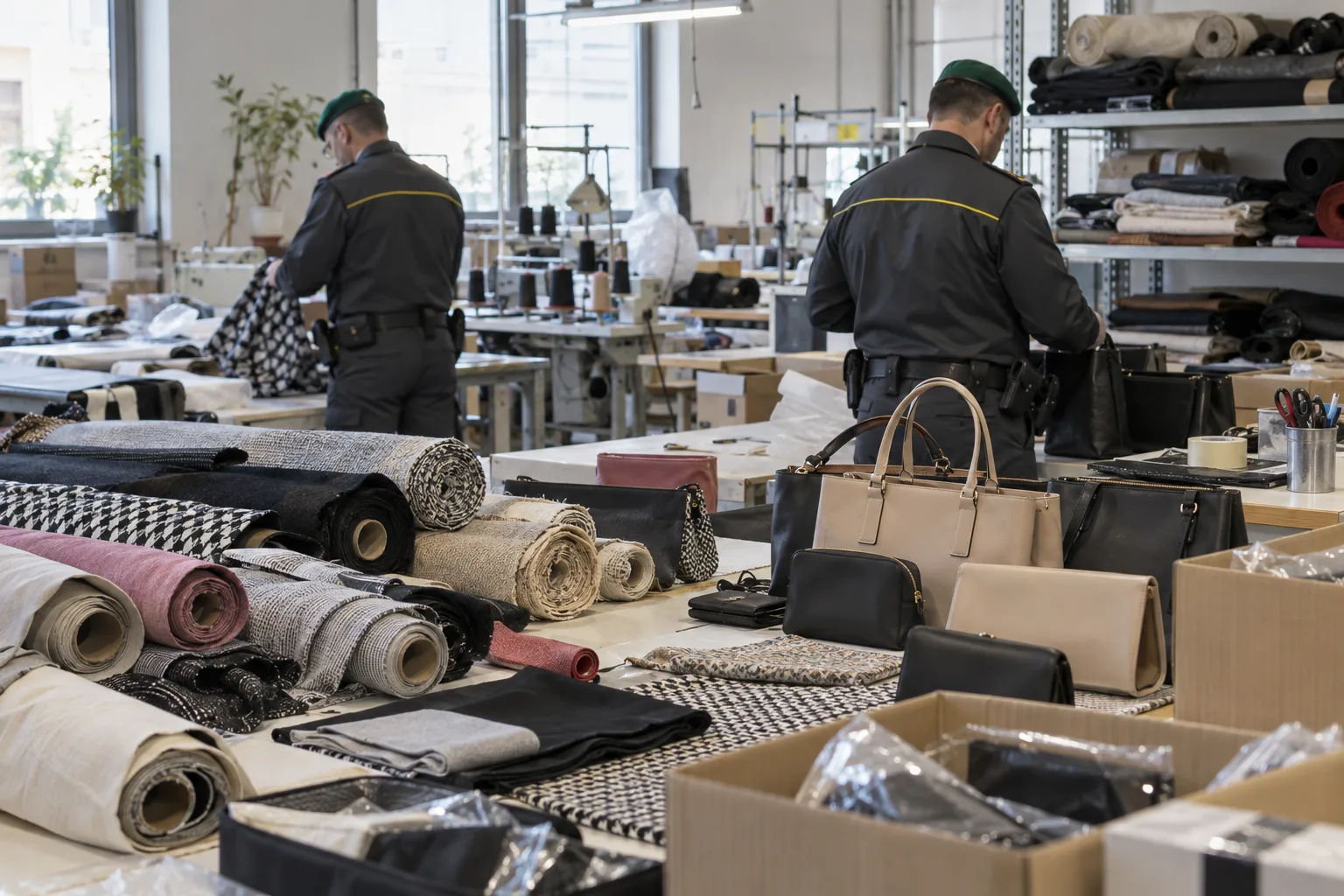 Sequestrati oltre 7.000 m² di tessuti contraffatti: indagine su produzione e vendita di borse nel Bresciano