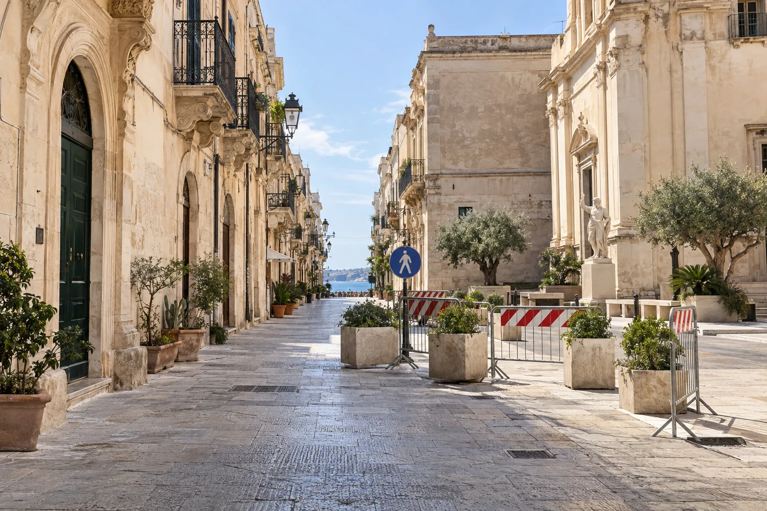 Ortigia, chiusure temporanee per lavori e istituzione di otto nuove aree pedonali