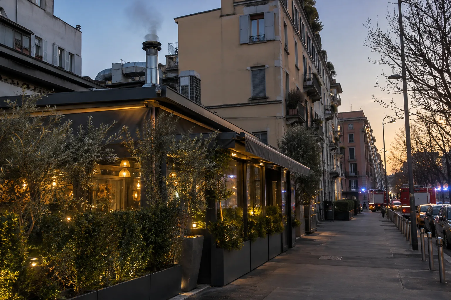 Incendio nella canna fumaria di un ristorante in via Padova, intervento dei vigili del fuoco