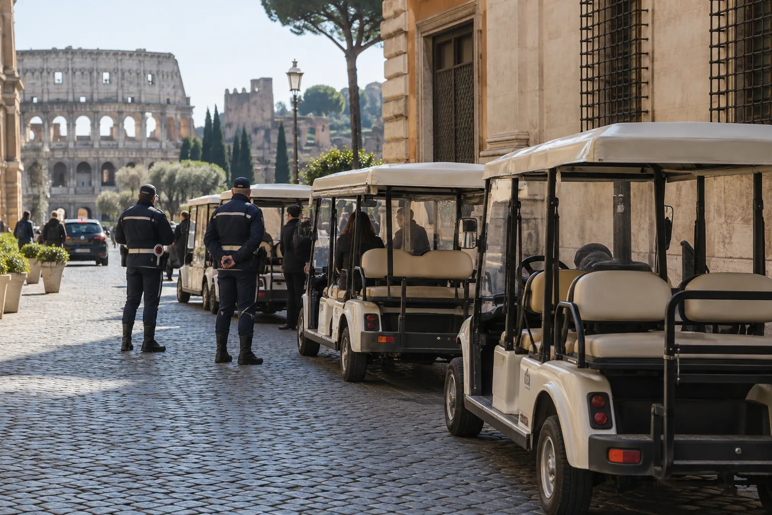 Controlli sulle golf car a Roma: 131 mezzi ispezionati, 10 fermati e 38mila euro di multe