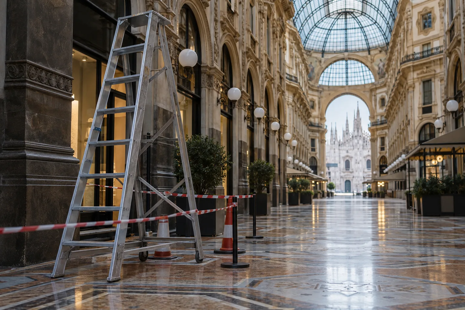 Caduta da una scala in Galleria Vittorio Emanuele: due operai trasportati in ospedale