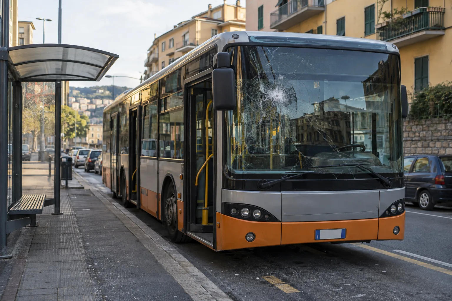 Pugno al parabrezza di un autobus a Sestri Ponente: fermato un 45enne con un coltello
