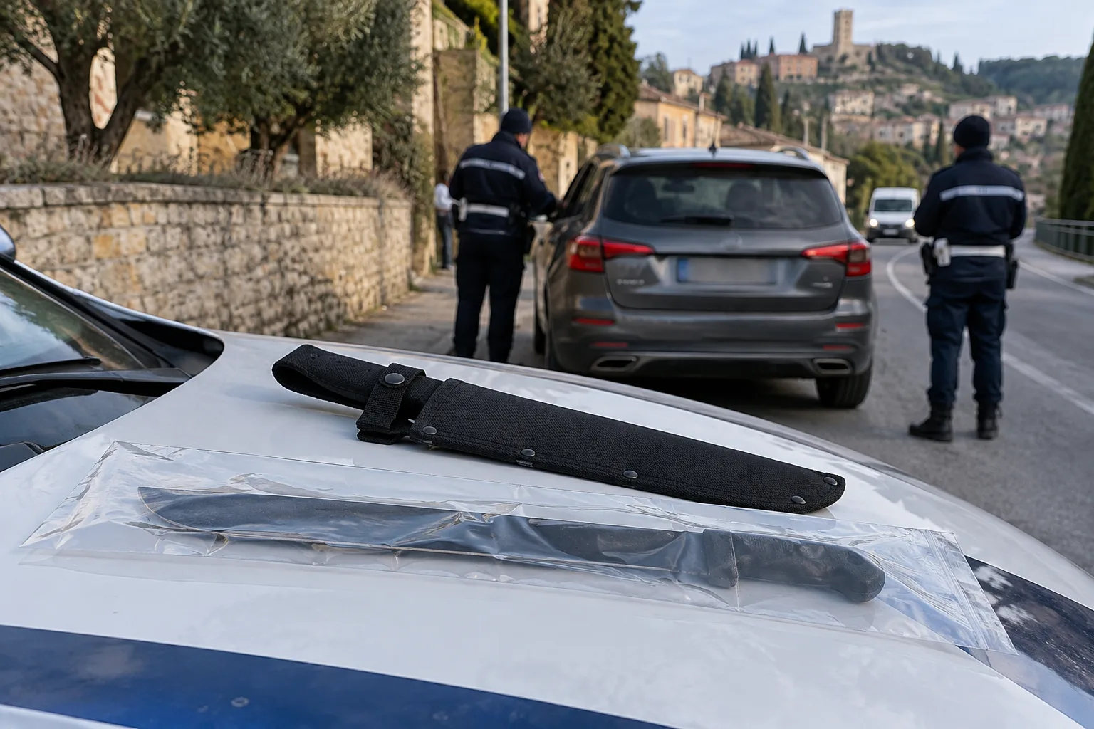 Castiglione del Lago: fermato veicolo già confiscato, trovati machete e una lama di 40 centimetri