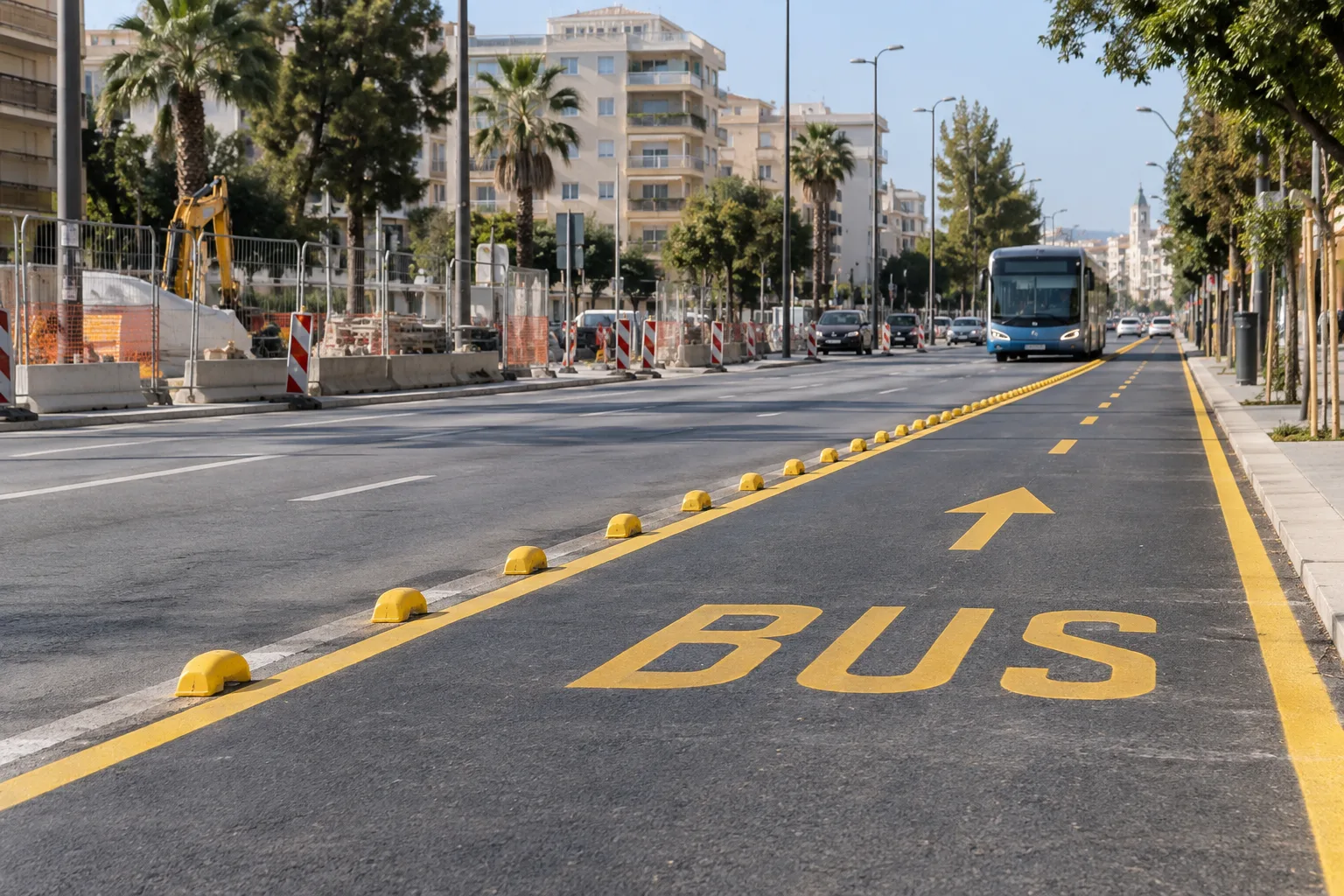 Cantieri Brt a Bari: in via Omodeo tracciate le corsie preferenziali per i bus elettrici