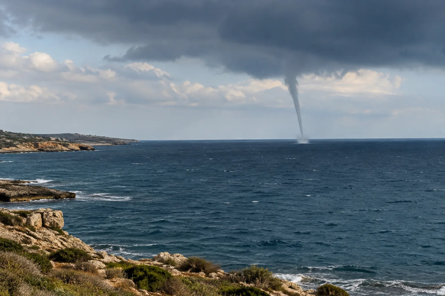 Piccola tromba marina avvistata al largo di Siracusa