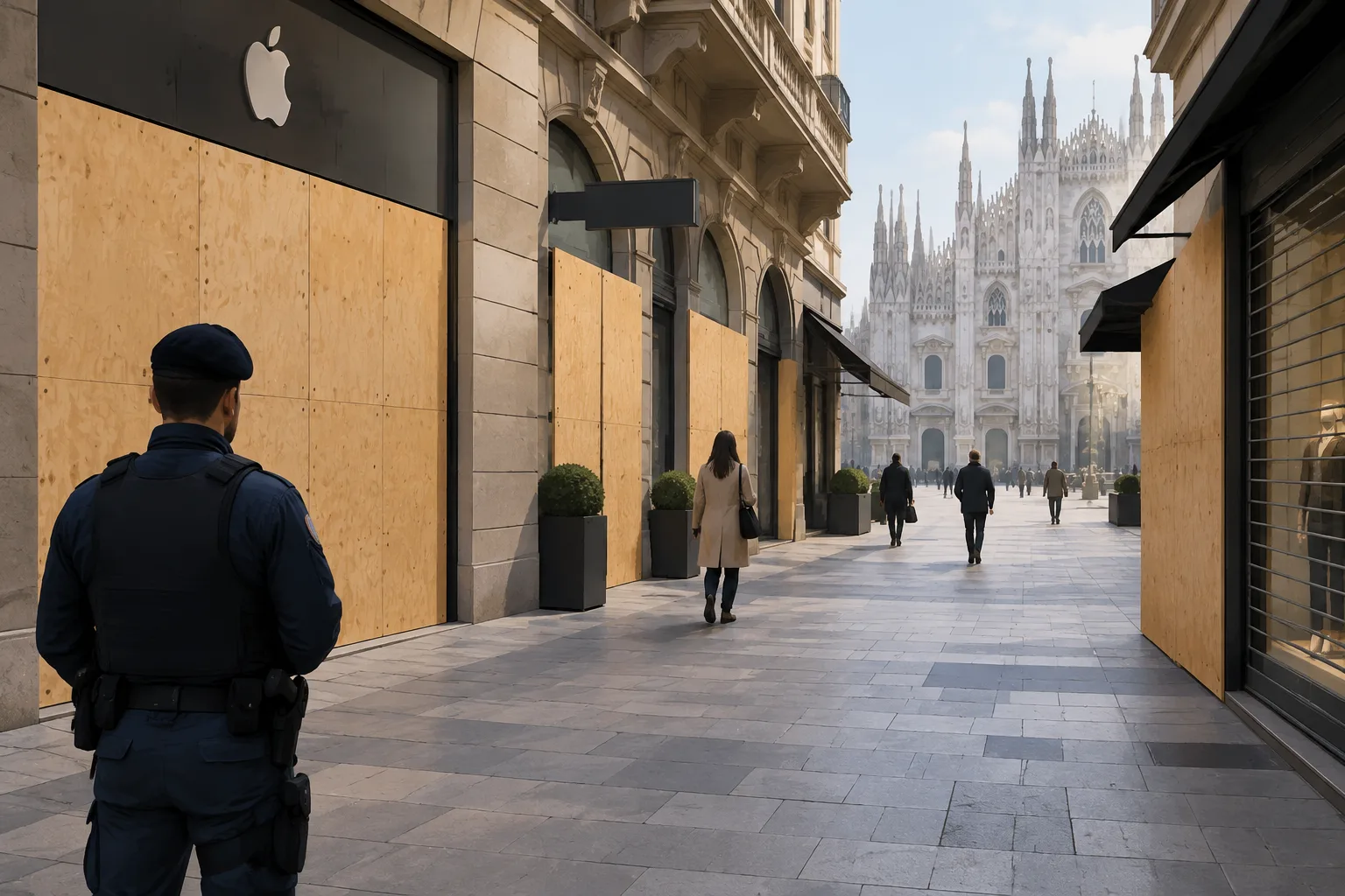 Milano, pannelli sulle vetrine e negozi chiusi: il centro si prepara dopo i disordini