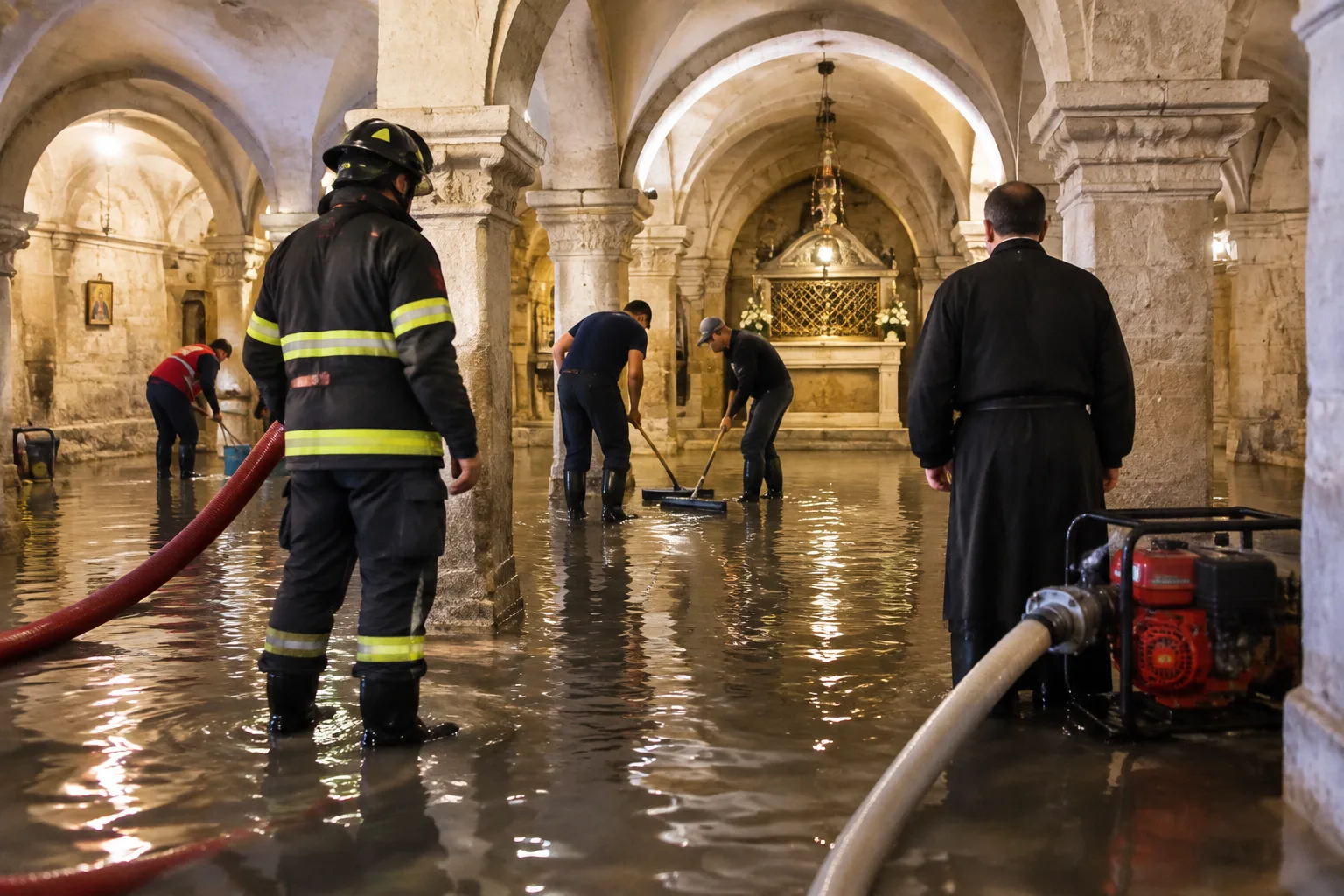 Maltempo a Bari: temporale allaga la cripta della Basilica di San Nicola