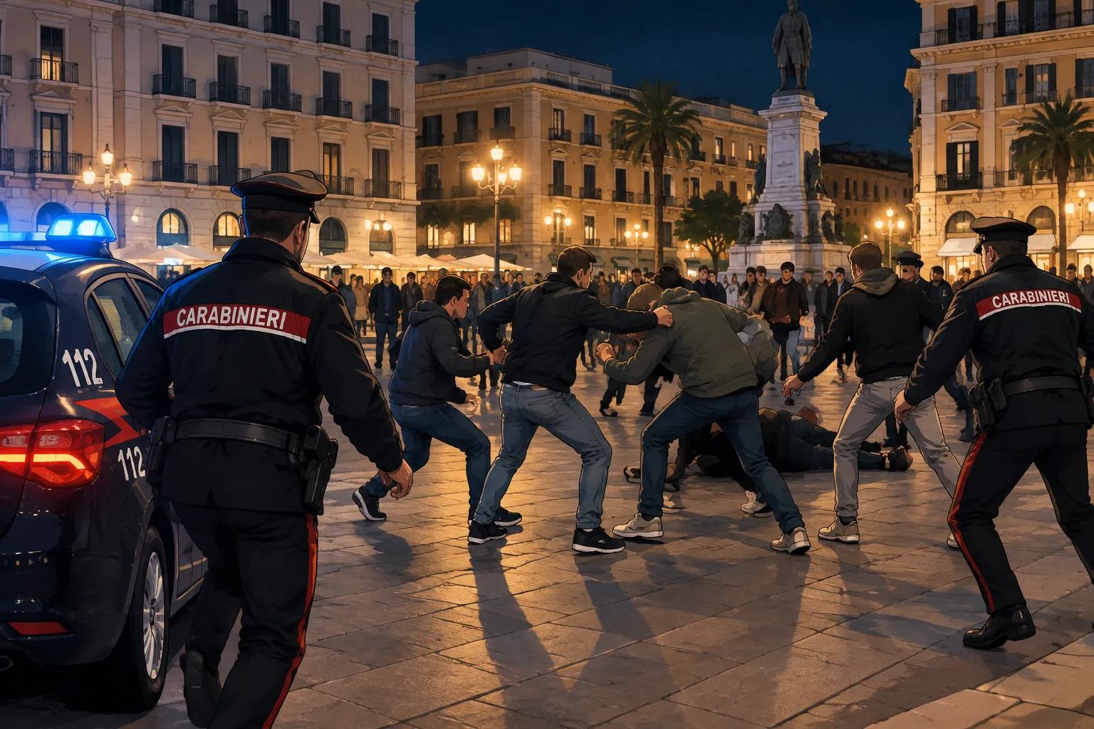 Rissa in piazza Umberto a Bari: pugni e calci nel centro Murattiano