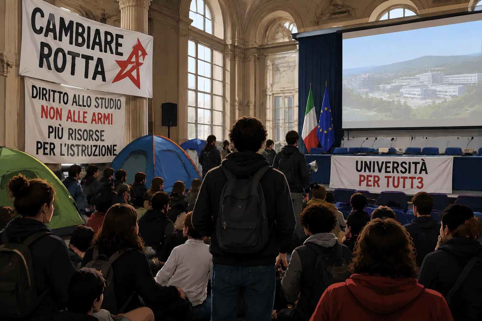Blitz degli studenti all'Albergo dei Poveri: sospeso il convegno sul progetto degli Erzelli