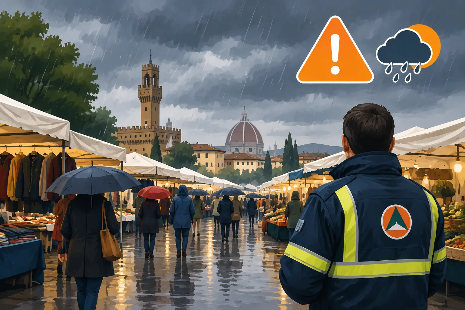 Allerta meteo arancione a Scandicci: per ora il "fierone" resta confermato