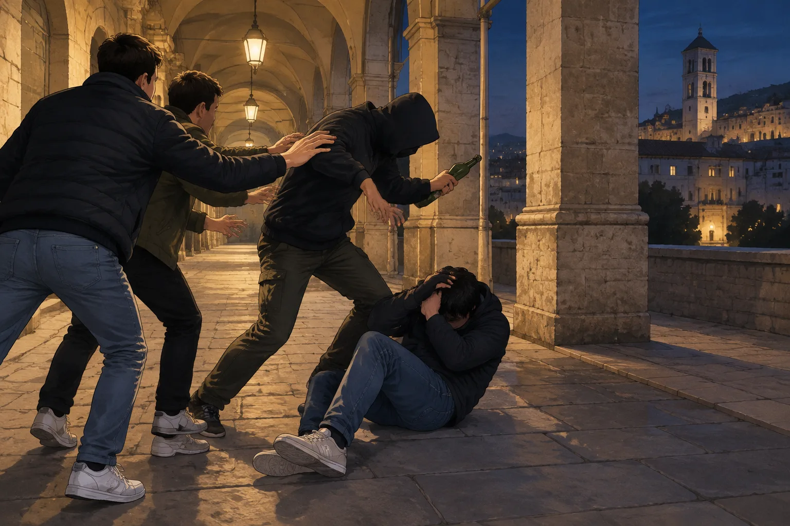 Aggressione sotto le Logge di Braccio: giovane colpito dopo la richiesta di una sigaretta