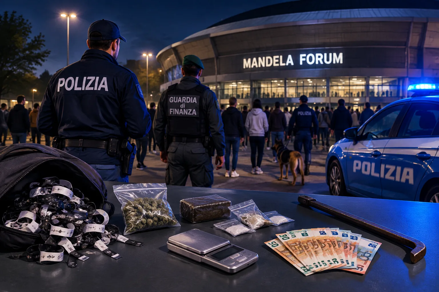 Controlli al Mandela Forum dopo il concerto di Kid Yugi: 28 segnalati per droga, due arresti per rapina