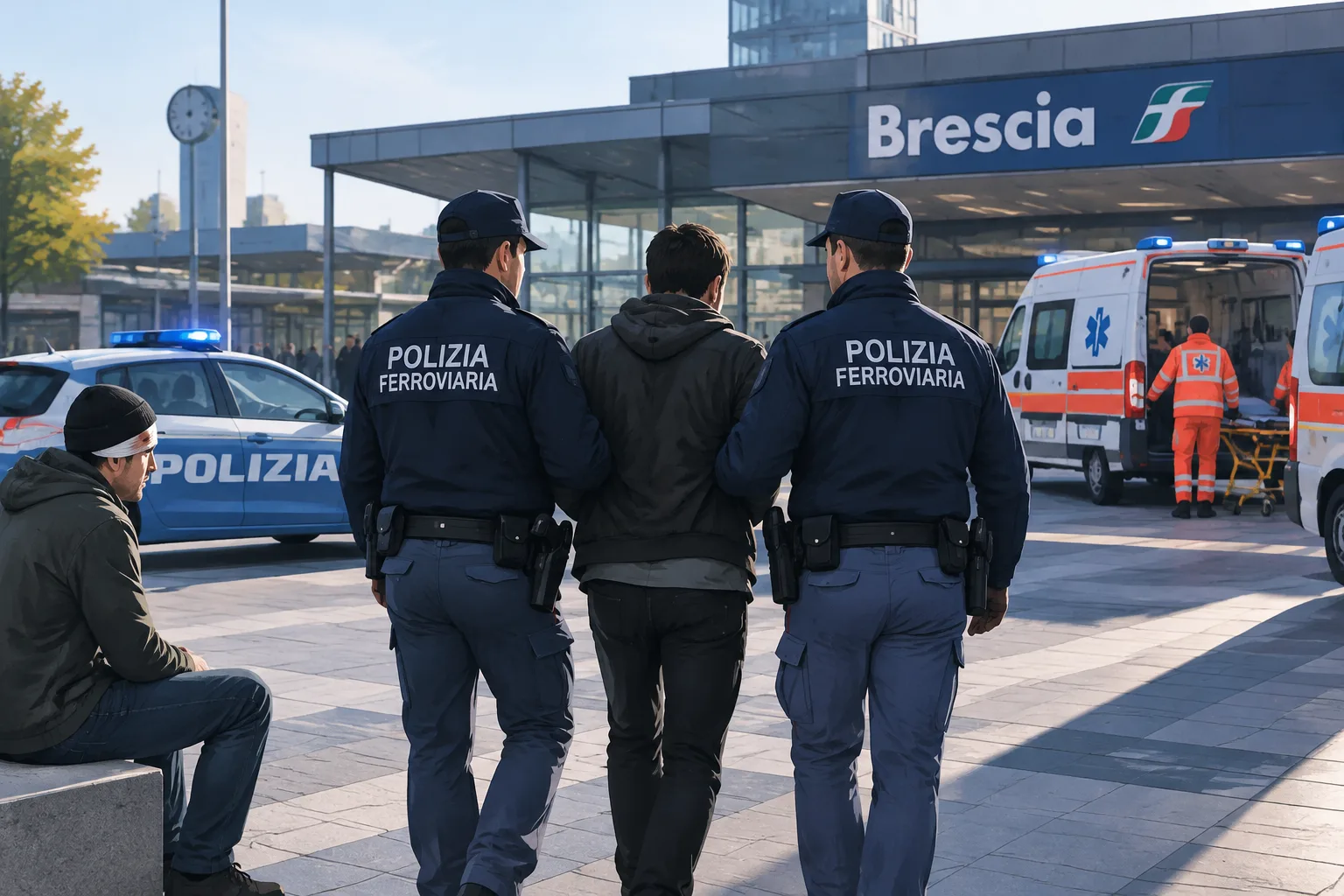 Colluttazione sul piazzale della stazione di Brescia: due uomini portati in ospedale
