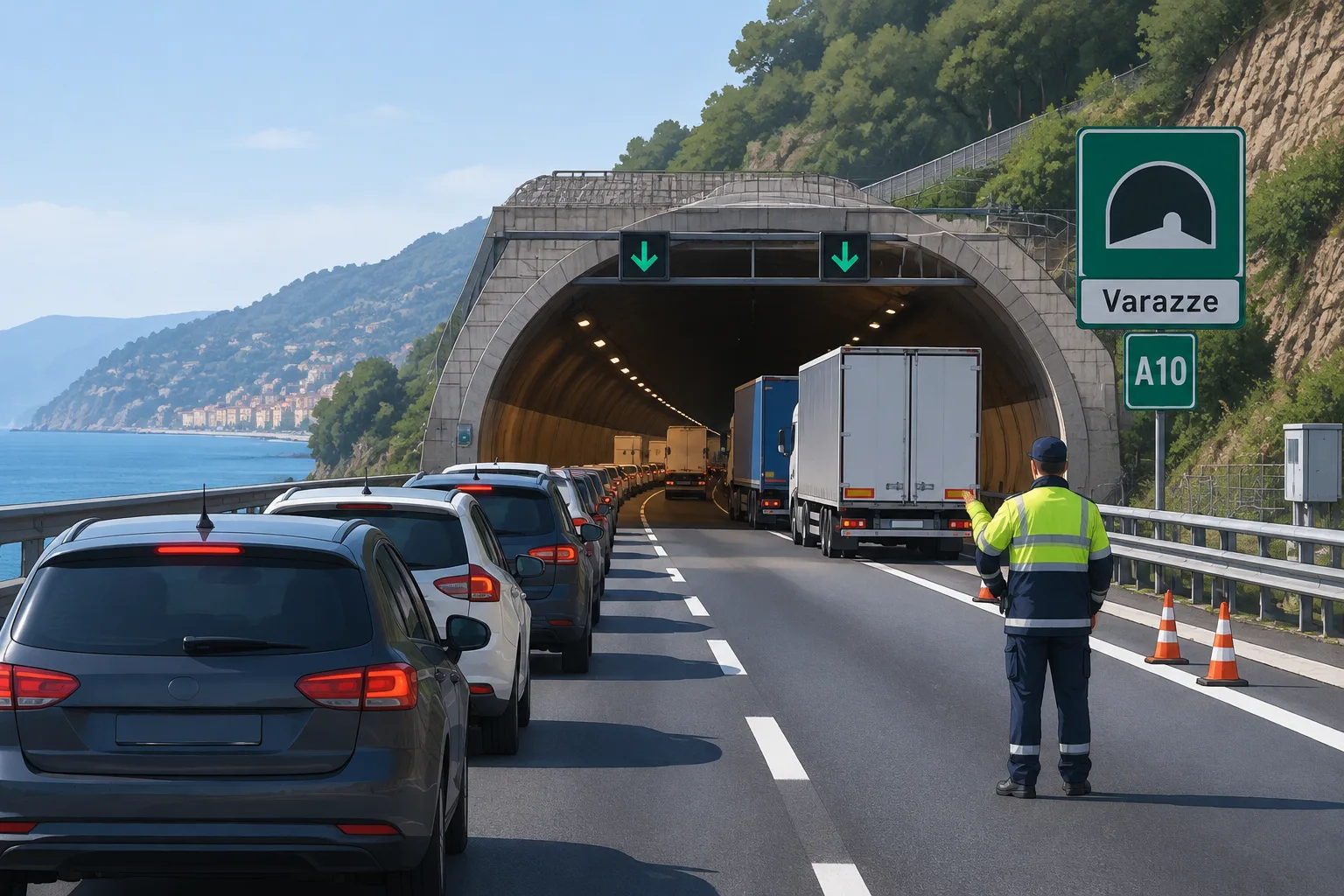 Riaperto il tratto A10 in galleria Varazze: otto chilometri di coda verso Savona