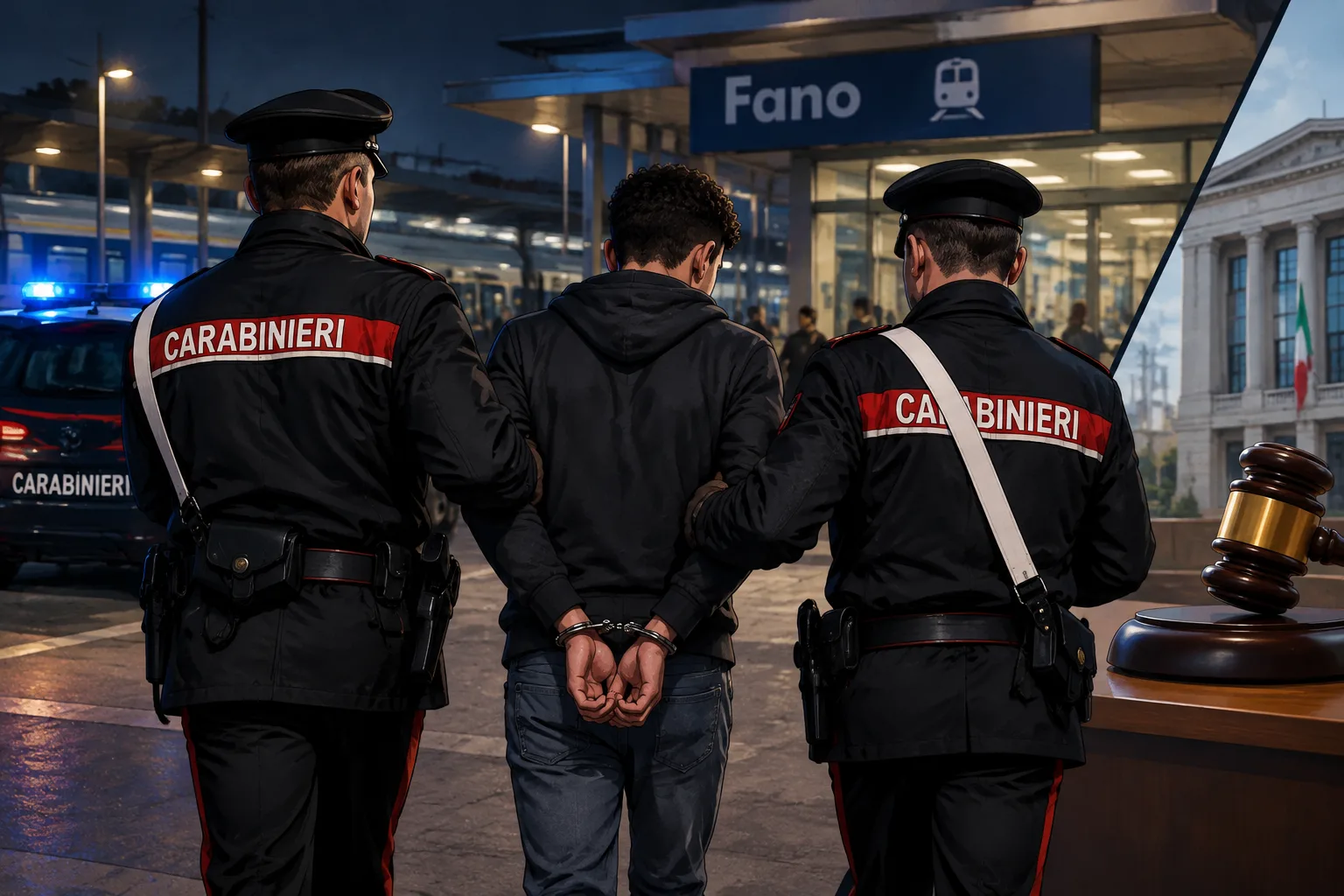 Ventenne tunisino arrestato a Fano dopo le intemperanze vicino alla stazione