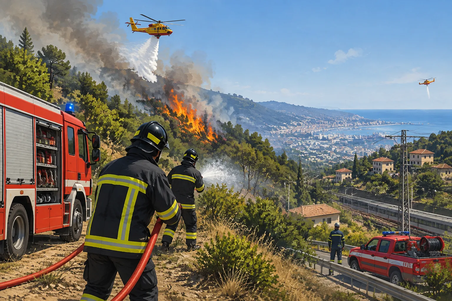 Rogo a Rossiglione: vigili del fuoco in azione; proseguono le operazioni anche sulle alture di Pra' a Genova