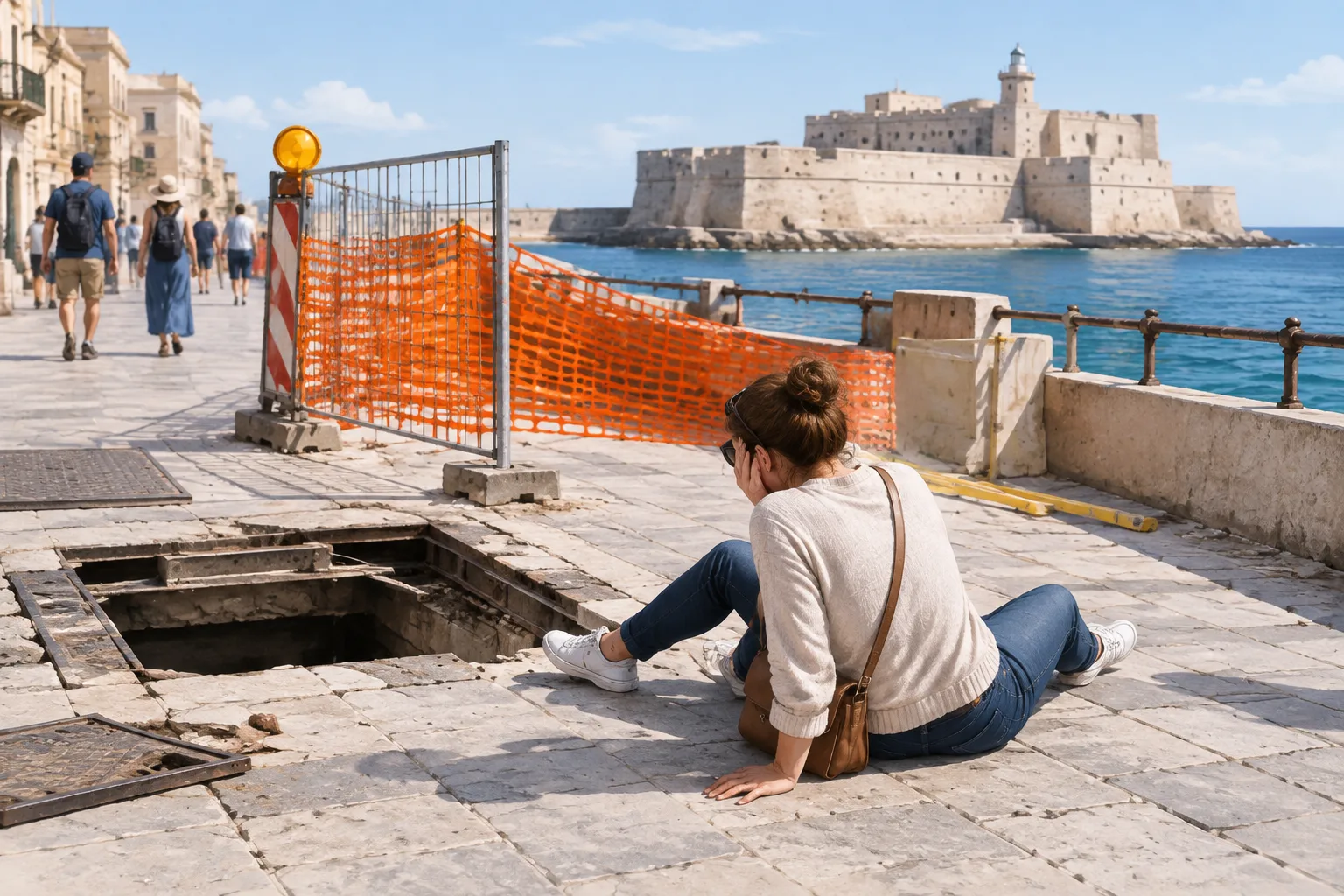 Ortigia, via Salomone: cantieri fermi e tombini pericolosi nei pressi del Castello Maniace