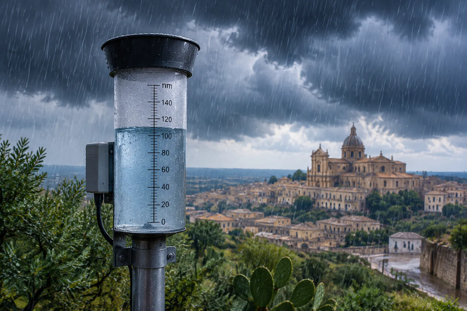 A Noto nuovo record orario di pioggia: 90,6 mm registrati dalla stazione SIAS
