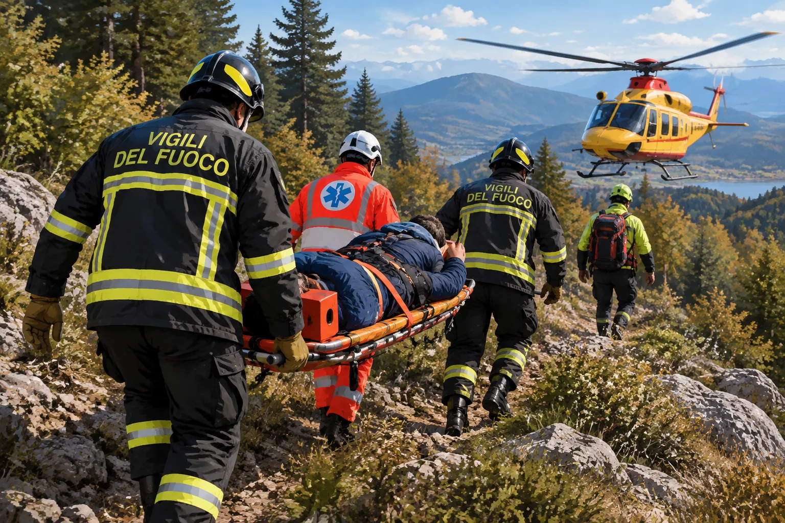 Escursionista soccorso a Monte Livata: intervento dei vigili del fuoco e trasferimento in ospedale