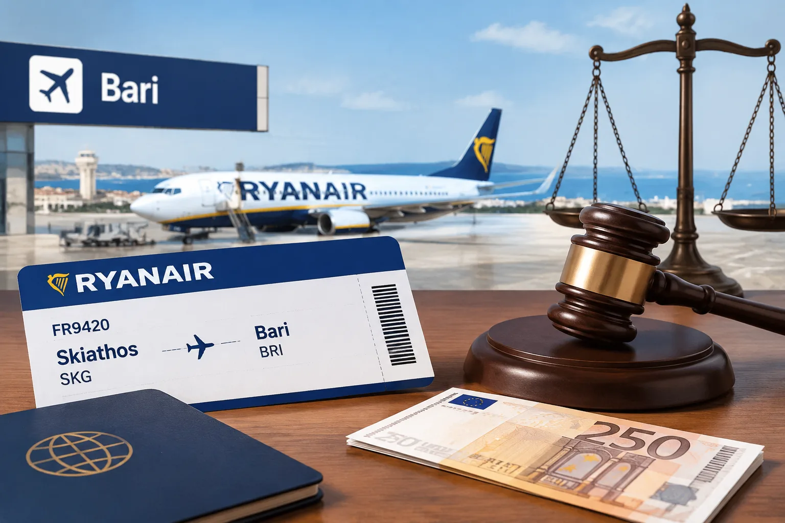 Ryanair condannata a risarcire passeggero del volo Skiathos‑Bari: 250 euro