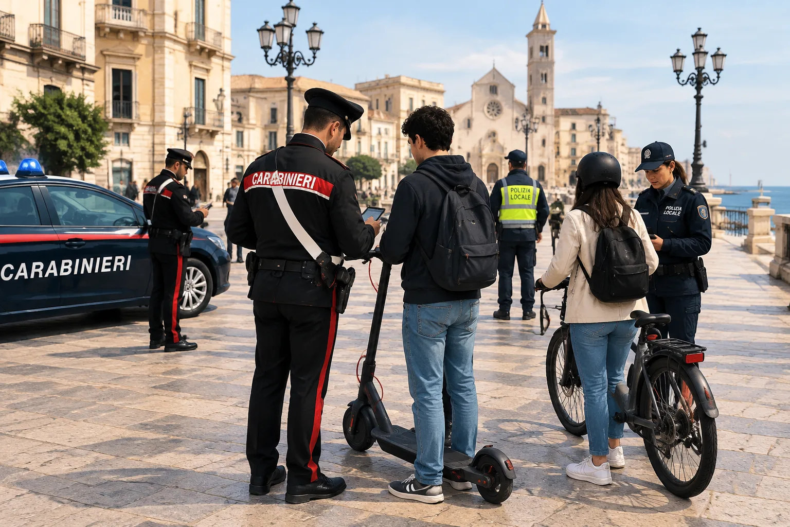 Controlli nel centro di Bari: 59 multe per monopattini e bici elettriche