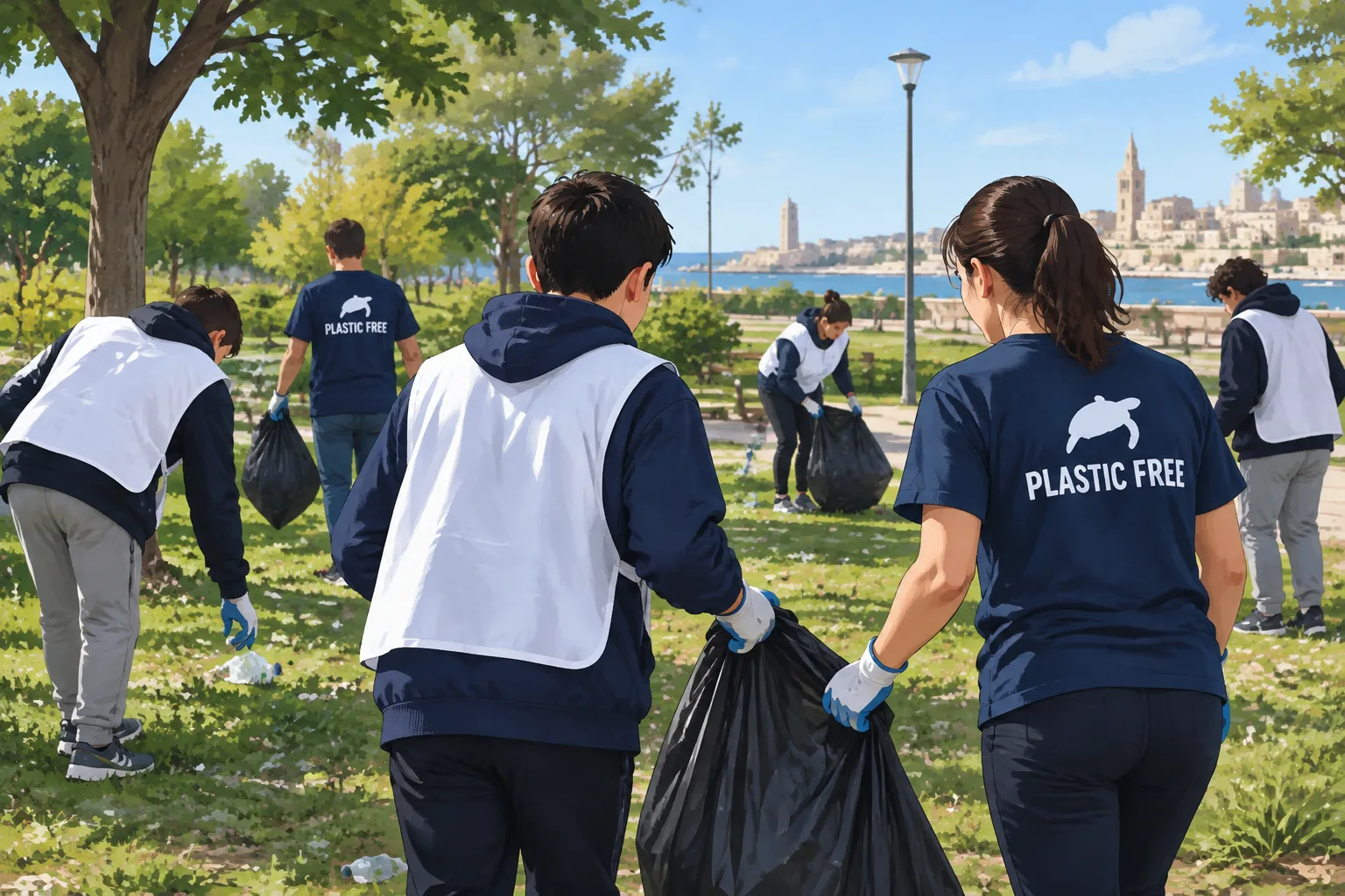Raccolta rifiuti a Parco Perotti: i ragazzi del Fornelli insieme ai volontari