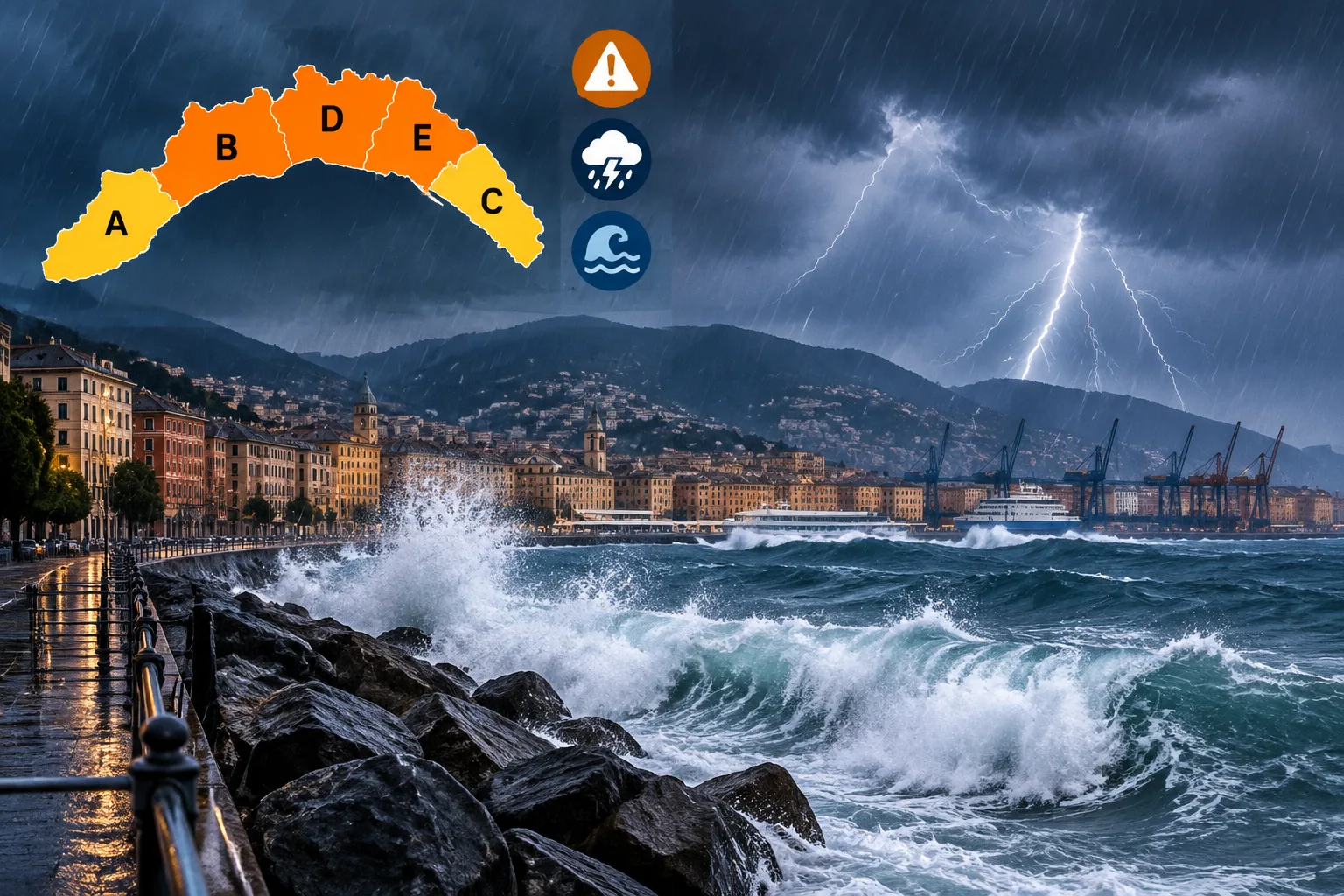 Arpal conferma allerta per temporali su Genova: probabile mareggiata da mercoledì 21 ottobre