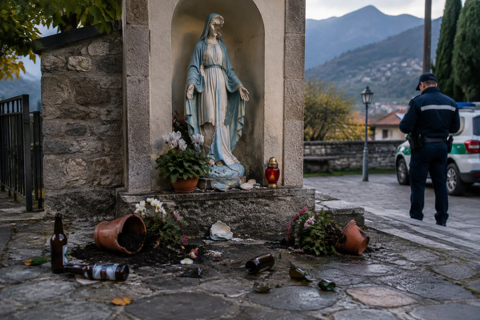 Danneggiata la Madonnina della chiesetta di San Rocco a Gardone Val Trompia