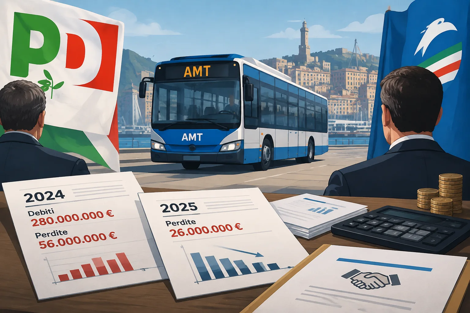 Amt, il Pd replica a Piciocchi e richiama i conti 2024‑2025: «Chiedano scuse a Genova»