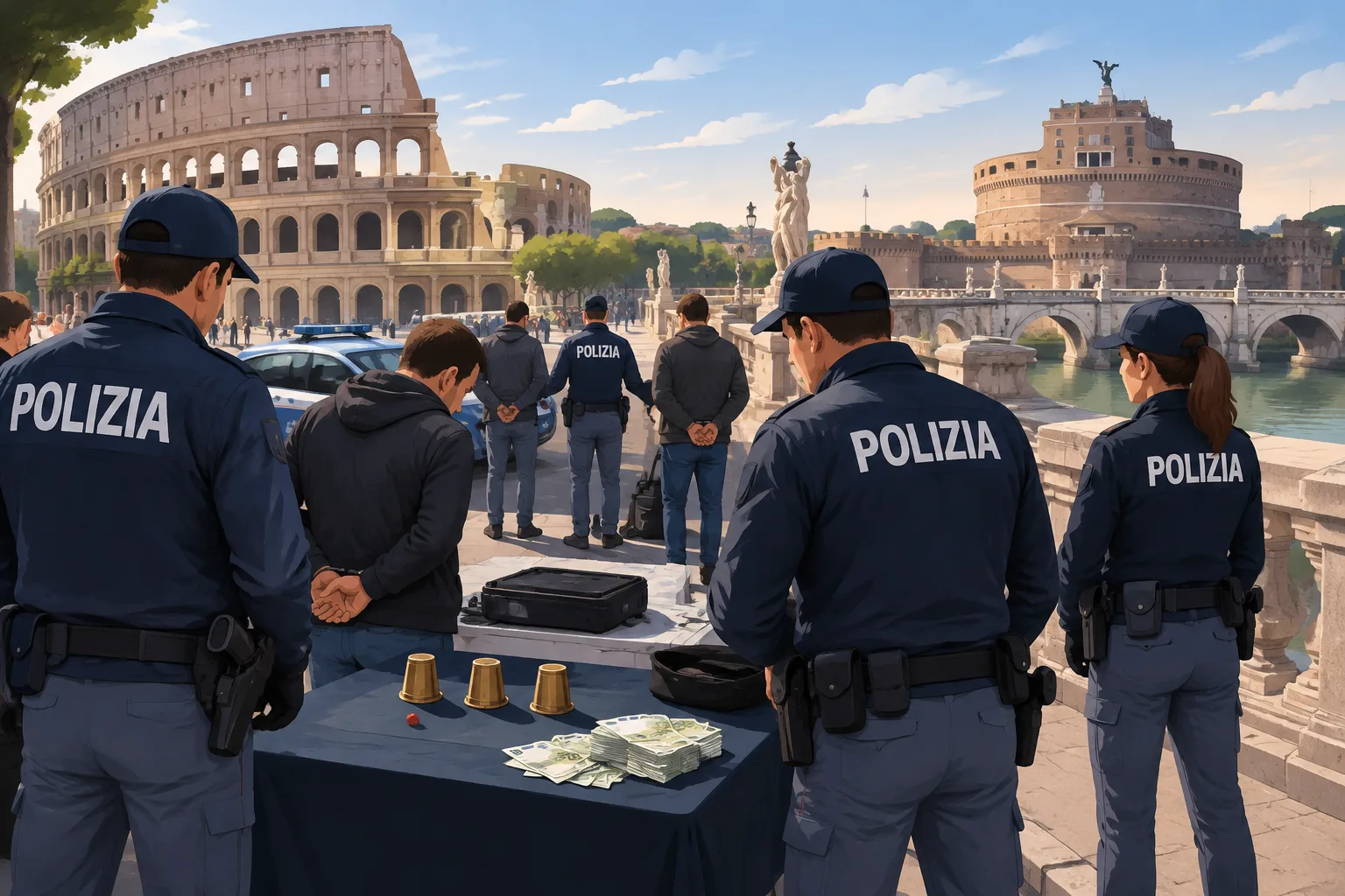 Otto denunciati per la "truffa delle tre campanelle" tra Fori Imperiali e ponte Sant'Angelo