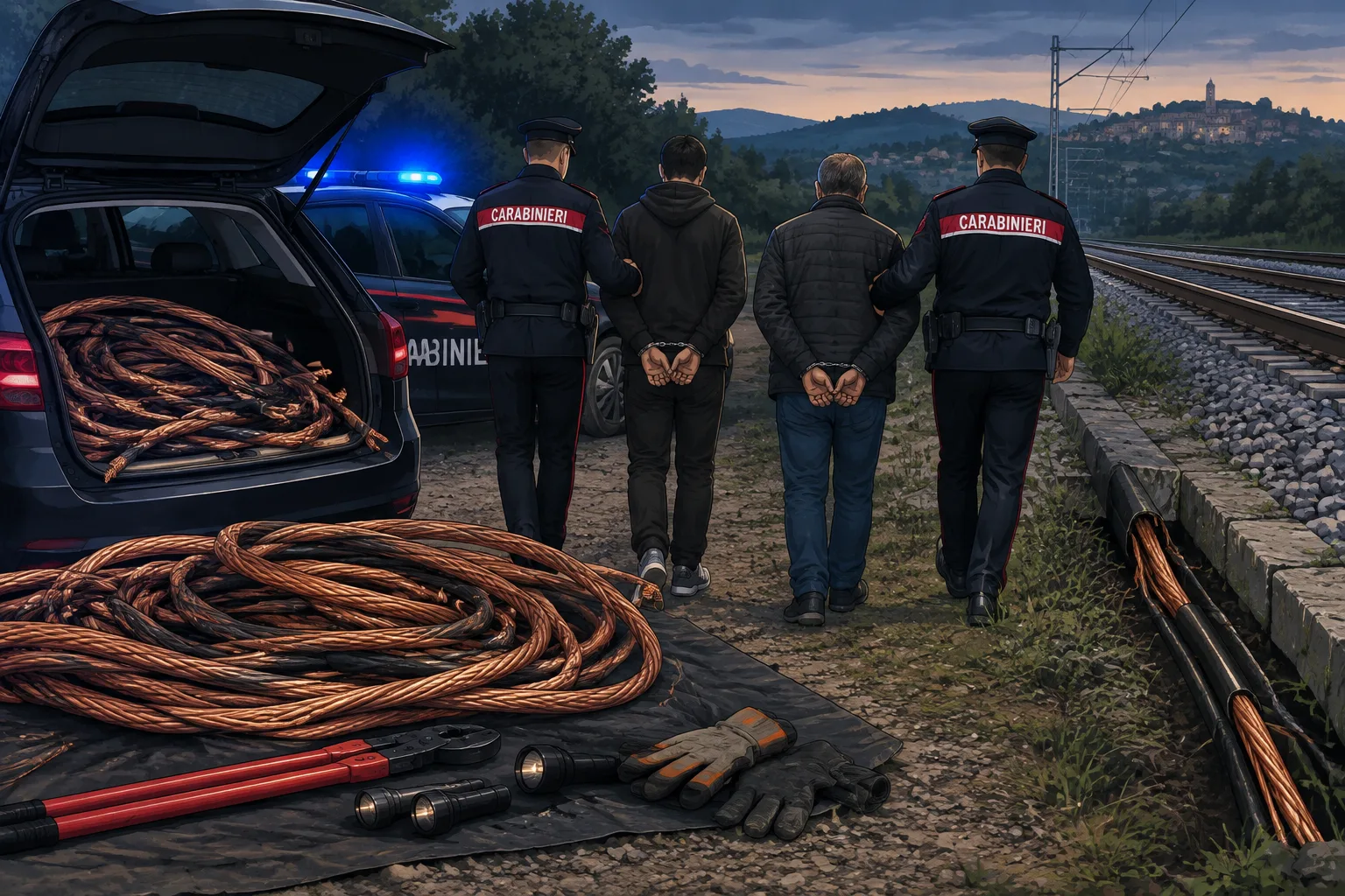 Furto di 450 kg di rame sulla Ferrovia centrale umbra: due arresti a Fratta Todina