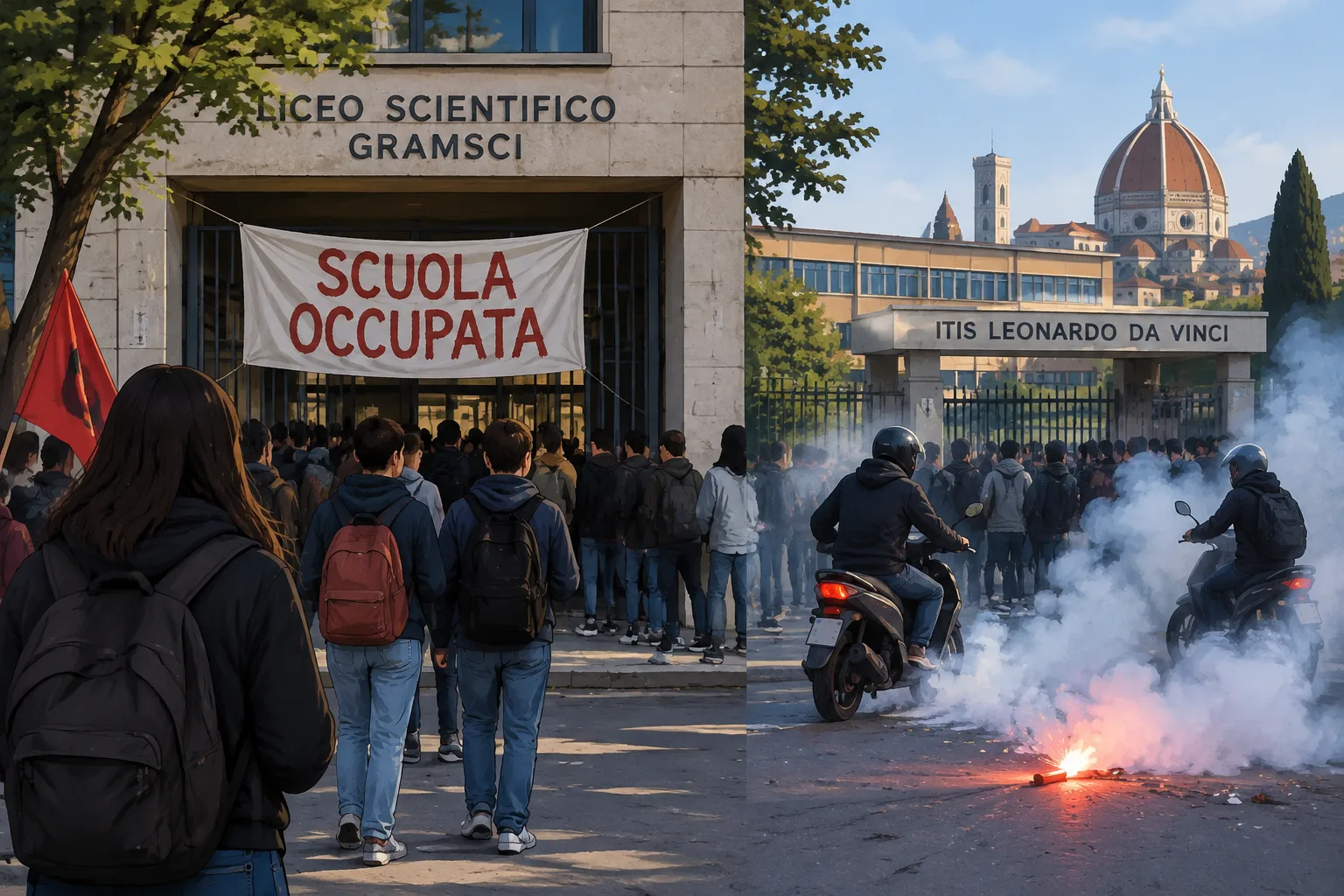 Il liceo Gramsci occupato a Firenze: tensione anche davanti all’Itis Leonardo da Vinci