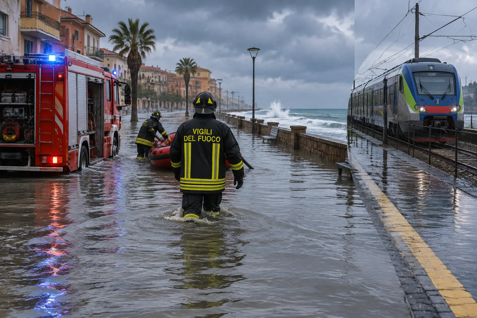 Maltempo sul litorale sud di Roma: Anzio e Nettuno allagate, treni FL8 sospesi
