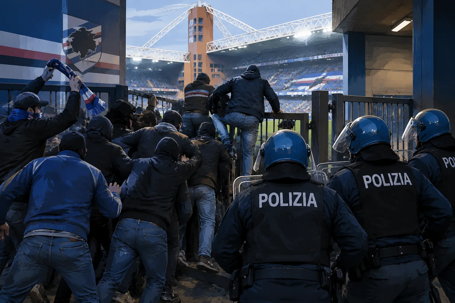 Sampdoria-Reggiana: 45 denunciati dopo l'assalto alla Tribuna del Ferraris, 35 Daspo