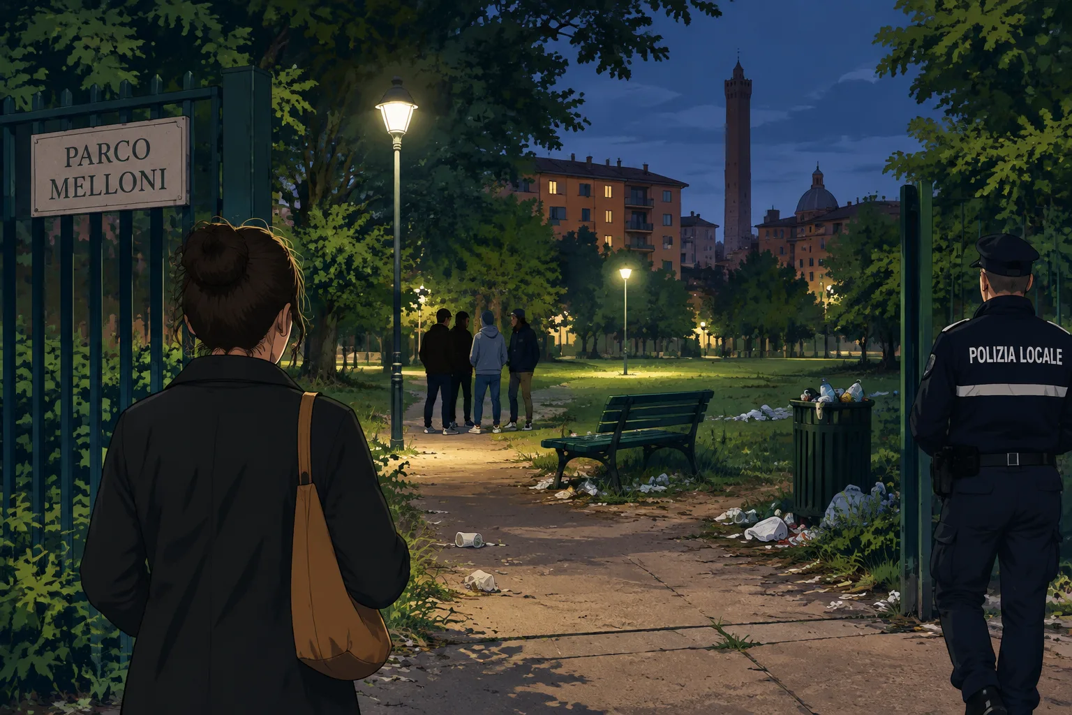 Parco Melloni, i residenti di via Andrea Costa denunciano schiamazzi, degrado e presenze notturne