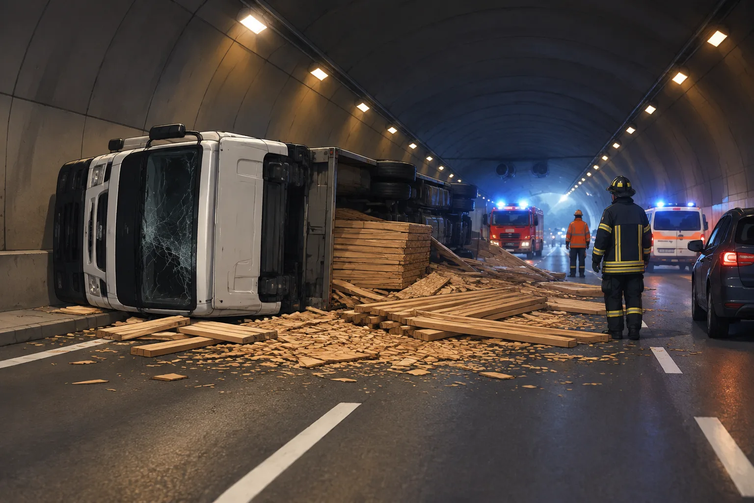Tir si ribalta nella galleria Sparvo sulla A1 Direttissima: morto il conducente