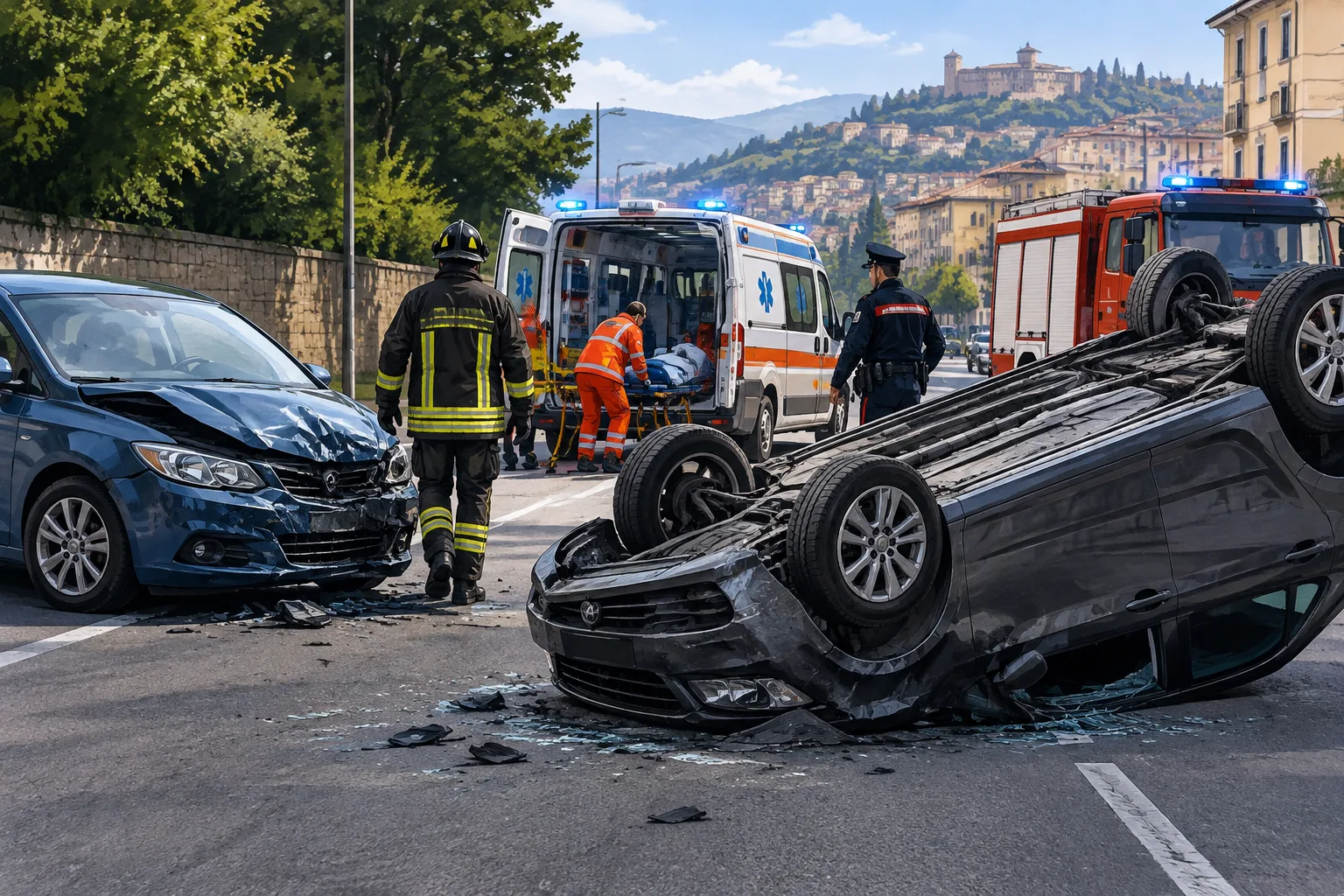 Incidente in via Vanvitelli a Benevento: due auto si scontrano, una si ribalta