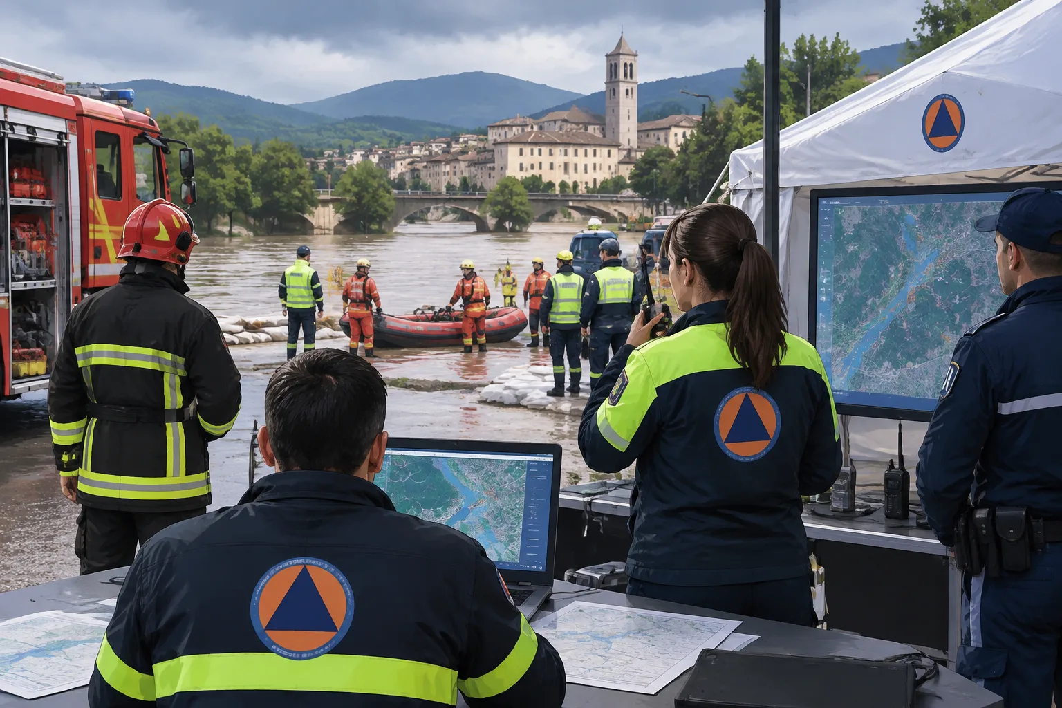 Esercitazione a Spoleto simula una grave alluvione: attivate sala operativa e colonna mobile