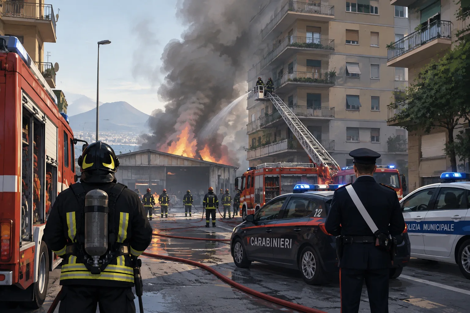 Incendio in via Brin a Napoli: evacuato un palazzo, vigili del fuoco al lavoro
