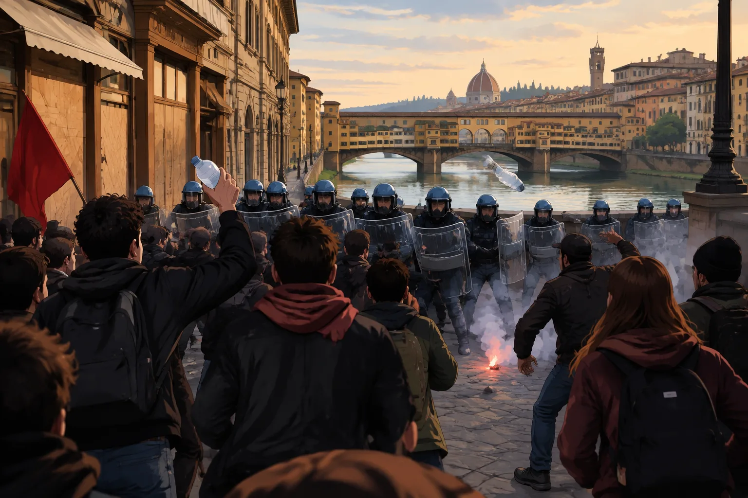 Tensione al corteo del 24 ottobre: blocco su via Tornabuoni e contatti con le forze dell'ordine