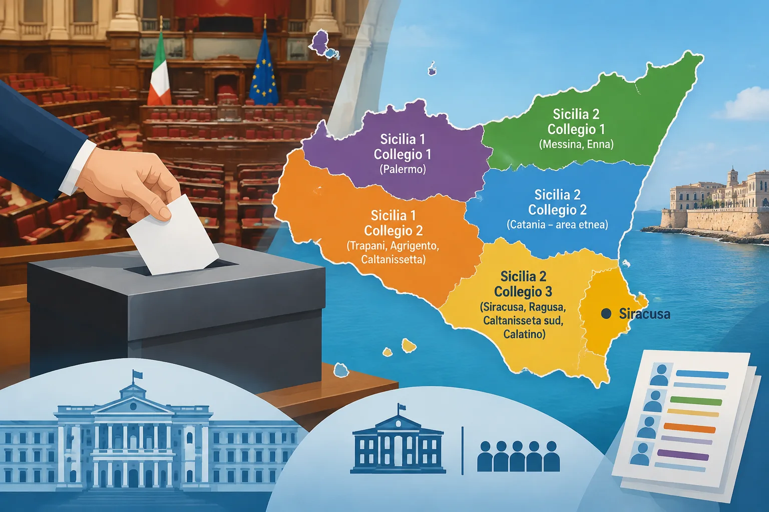 Riforma elettorale: 48 seggi per la Sicilia, Siracusa inserita nel Collegio 3 della circoscrizione orientale