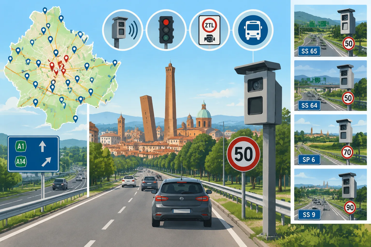 Autovelox e telecamere a Bologna: la mappa dei 195 dispositivi e i 21 incroci Stars