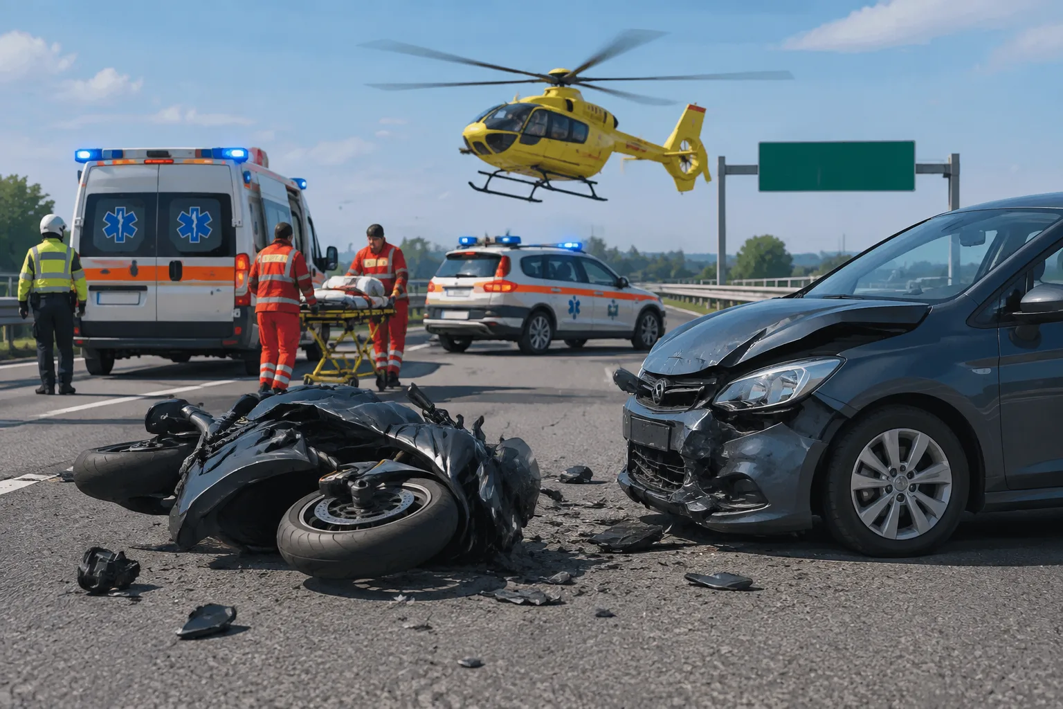 Schianto tra auto e moto sulla Brebemi a Travagliato: coinvolte cinque persone