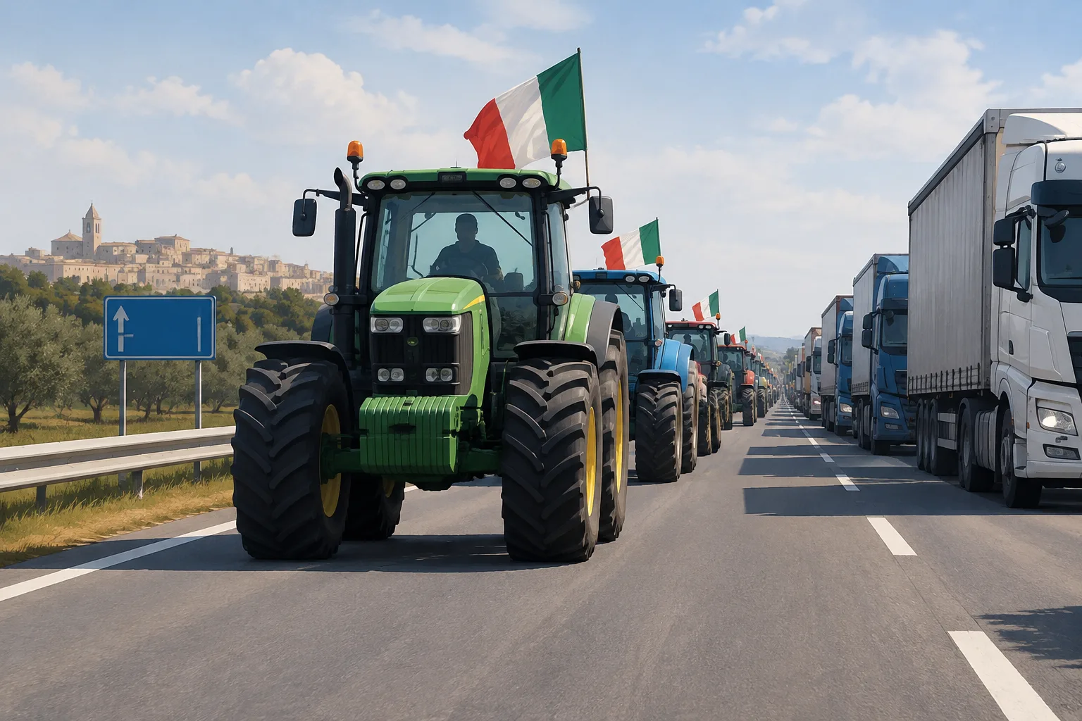 Agricoltori e autotrasportatori bloccano strade nel Barese: file di trattori da Toritto a Corato