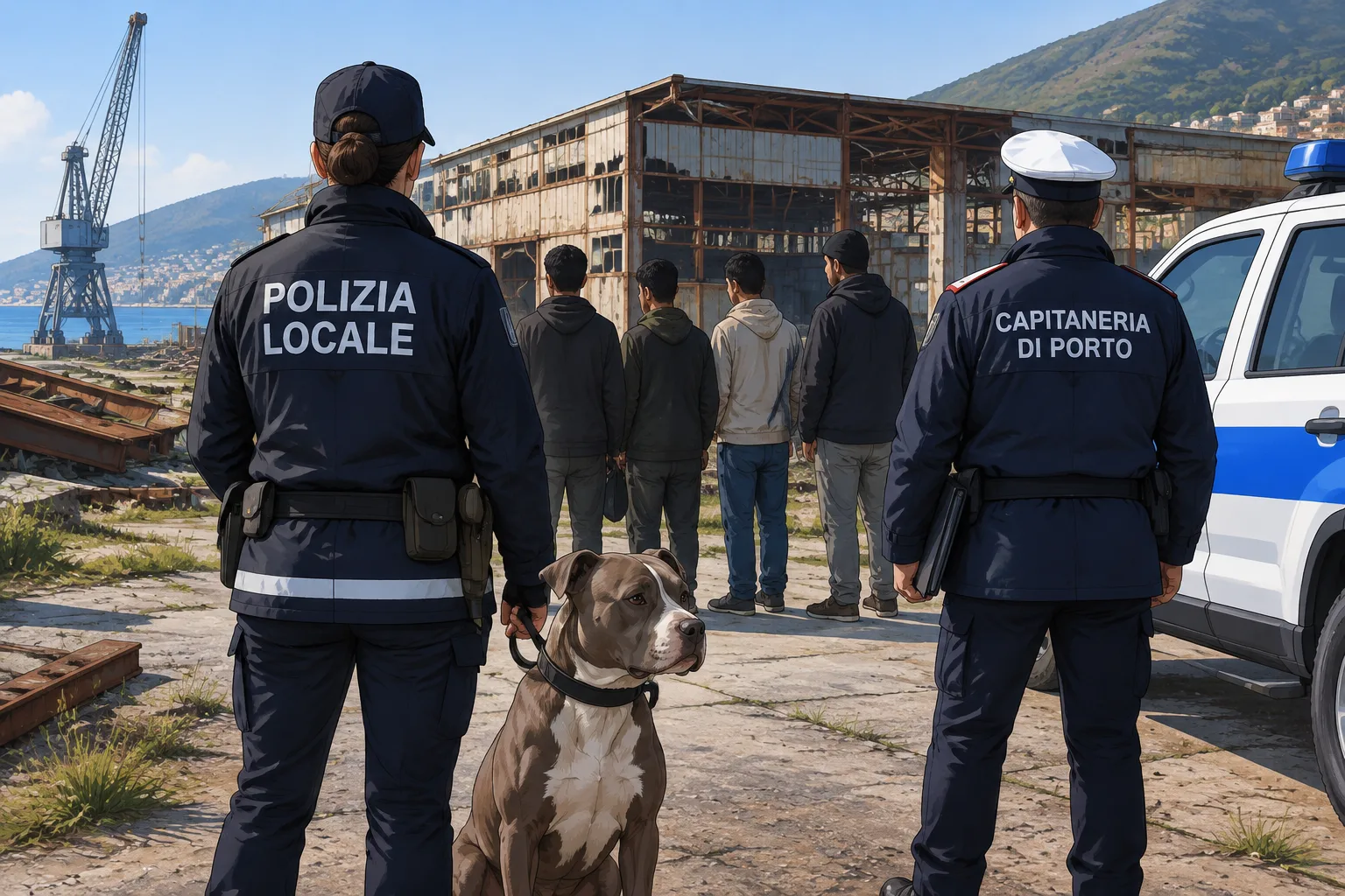 Blitz nell'ex cantiere Costaguta a Voltri: cinque denunciati, un cane affidato alle cure