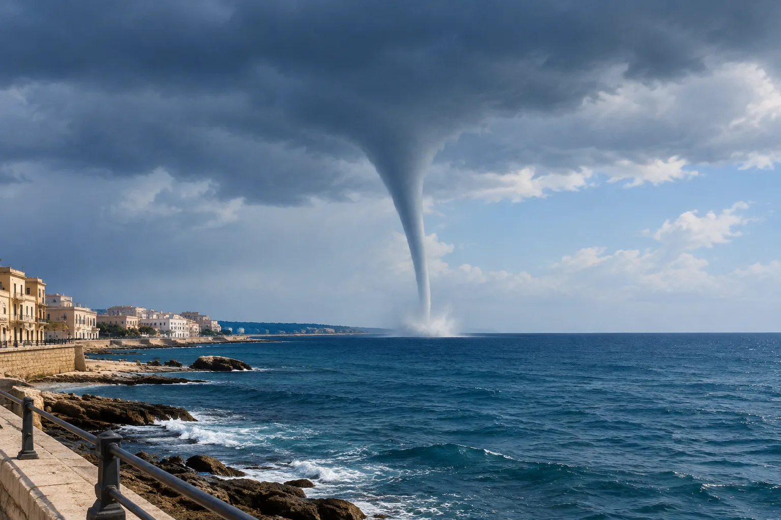 Tromba marina avvistata al largo di Siracusa tra Riviera Dionisio il Grande e via Algeri