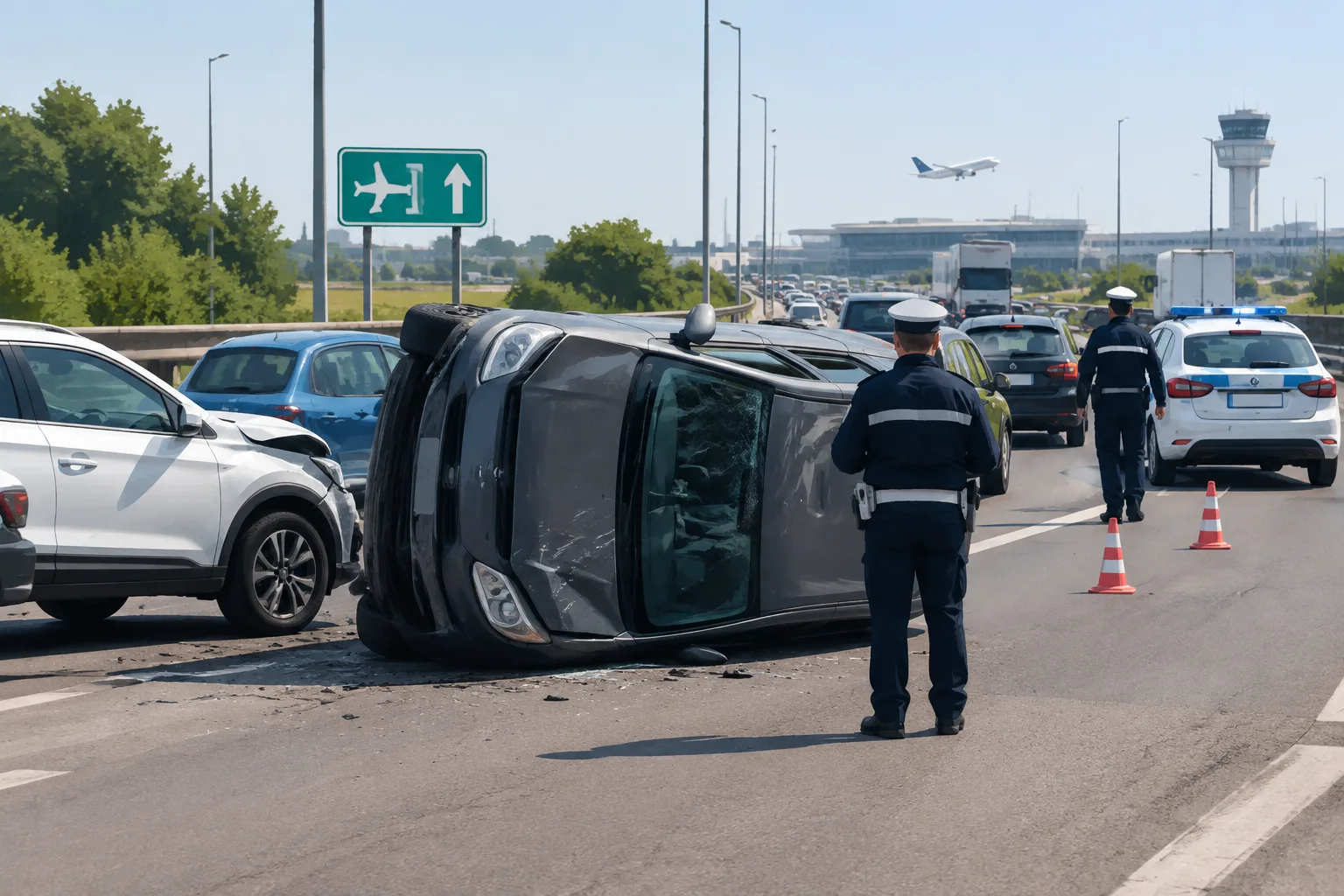Auto si ribalta su viale Enzo Ferrari: traffico in tilt verso l'aeroporto di Bari