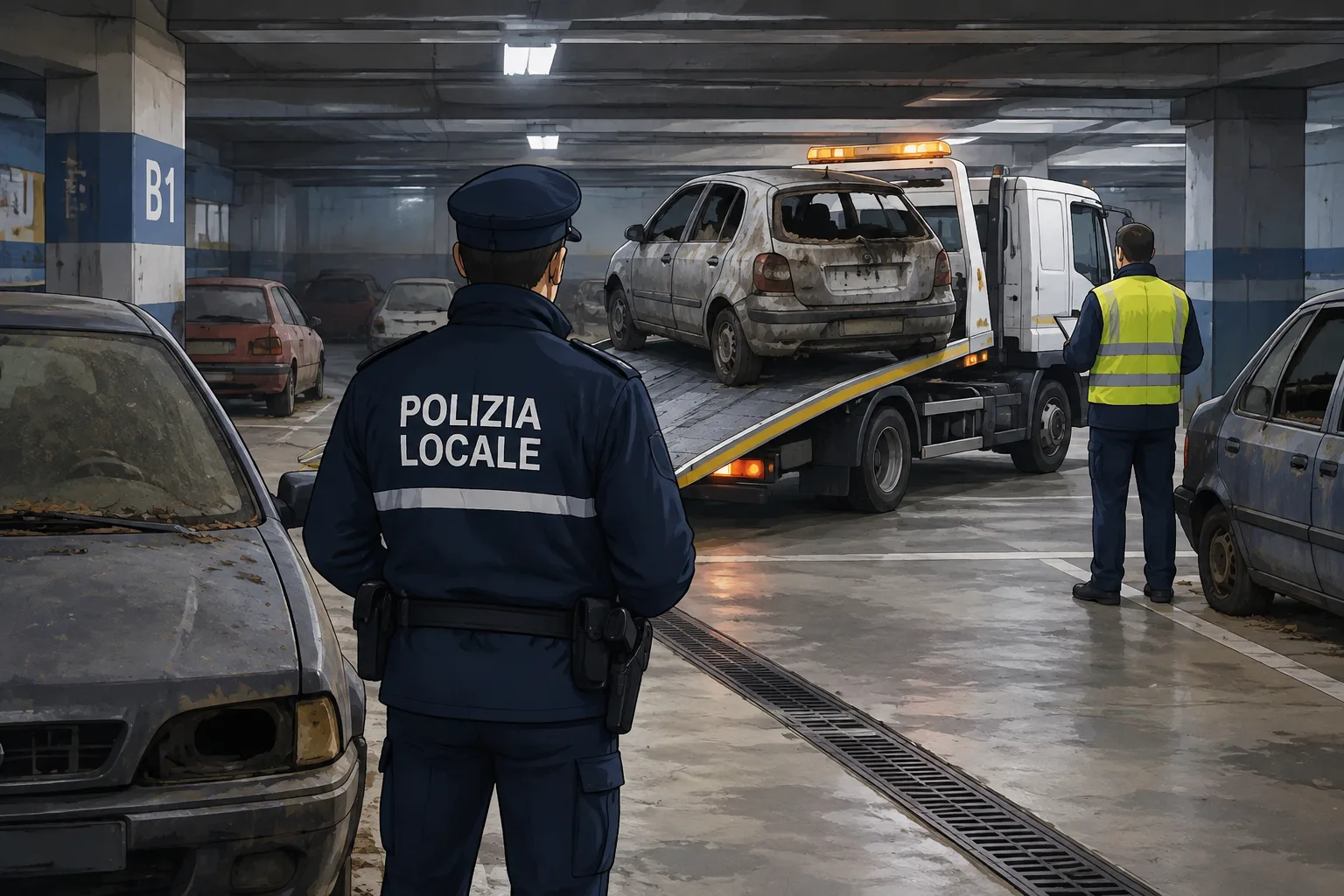 Sette vetture abbandonate rimosse dal parcheggio sotterraneo dell'Ex Petit Pierre