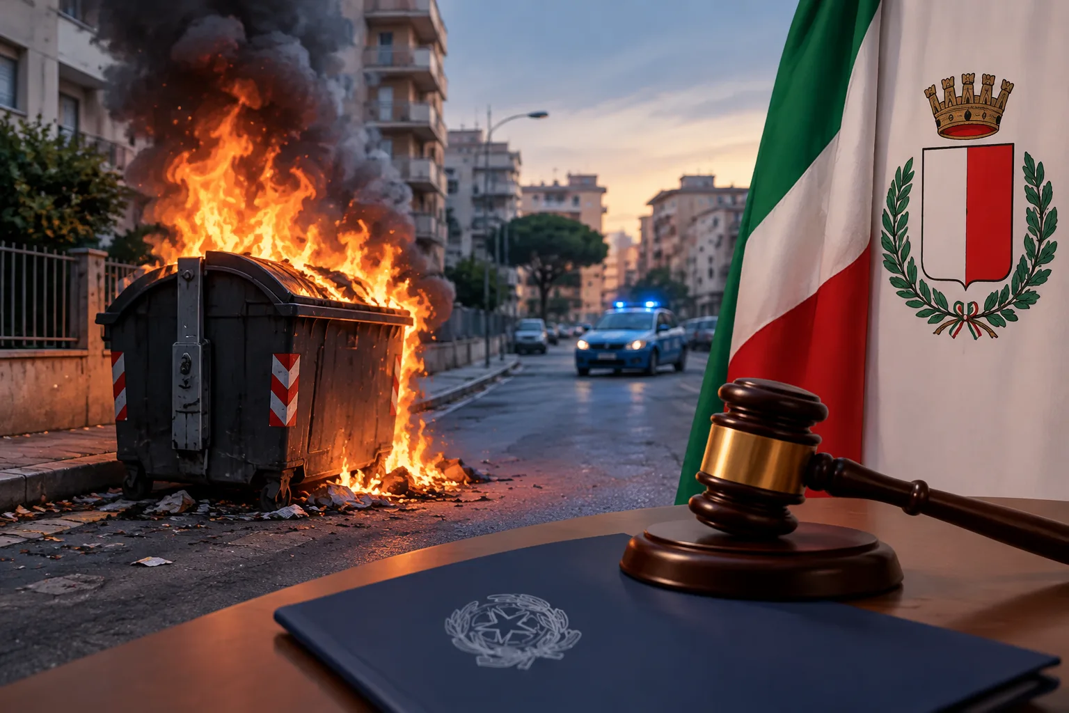 Comune di Bari riconosciuto 'persona offesa' per l'incendio di un cassonetto al San Paolo