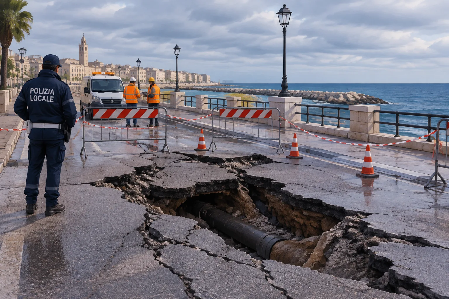 Dissesto sul lungomare di San Giorgio: il Comune diffida Aqp per il ripristino della strada
